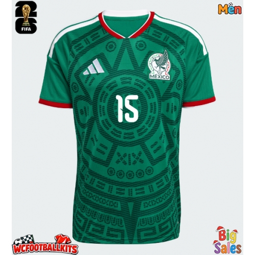 Mexico Israel Reyes #15 Replica Home Stadium Shirt World Cup 2026 Short Sleeve